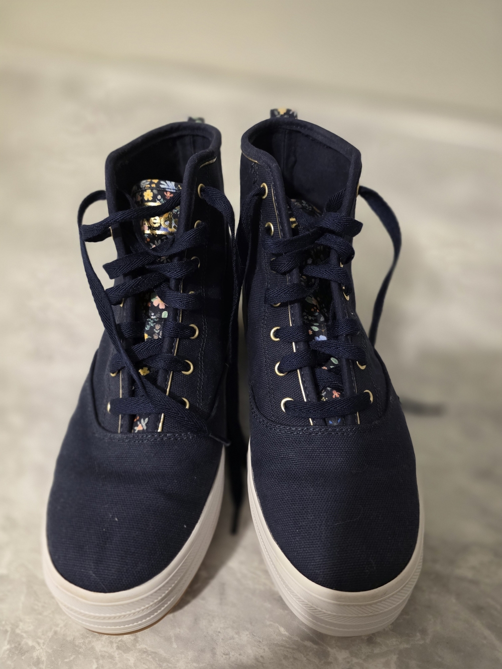 Keds x Rifle Paper Co. Women’s Size 8.5 Navy Floral High Top Sneakers Like New